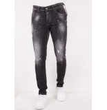 True Rise Black ripped paint splatter slim fit jeans dc