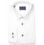 Bos Bright Blue Dean 2-tone twill shirt sprea 21307de35sb/100 white