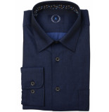Bos Bright Blue Dean 2-tone twill shirt sprea 21307de35sb/290 navy