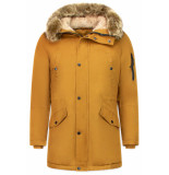 Enos Lange winterjas met bontkraag