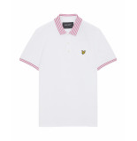 Lyle and Scott Sp1609v lyle and scott striped collar polo shirt, w618 white/ electric pink