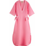 Maison Scotch Summer dress with side ties watermelon pink