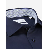Michaelis Navy overhemd met -wit geruite boord (extra lange mouwen)