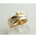 Christian Gouden ring met diamant en parel