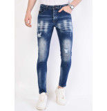 Local Fanatic Slim fit jeans met verfspatten stretch 1057