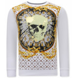 Montfleuri Sweater met print skull strass