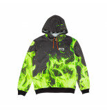 313 Sweatshirt man green flames hoodie 5dm882
