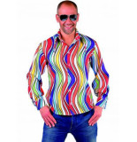 Confetti Foute party 70s blouse rainbow waves | verkleedkleding heren