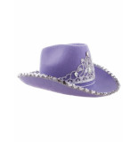 Confetti Cowboy hoed toppers | paars | kroon strass