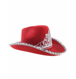 Confetti Cowboy hoed toppers | rood | kroon strass