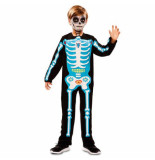 Confetti Skeleton day of dead kostuum blauw