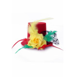 Confetti Mini hoedje met speld rood, geel, groen | vasteloavend
