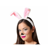 Confetti Diadeem konijnenoren wit | bunny oren roze
