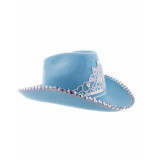 Confetti Cowboy hoed toppers | blauw | kroon strass