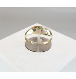 Christian Gouden ring met saffier, robijn en smaragd