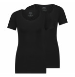 MWTS Dames t-shirt ronde hals slim fit zwart 2-pack