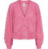 Y.A.S Yasheartie ls knit cardigan s. aurora pink