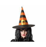 Confetti Heksen hoed oranje zwart | halloween witch hoed