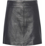 Y.A.S Crocly hw short real leather skirt black