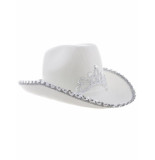 Confetti Cowboy hoed toppers | wit | kroon strass