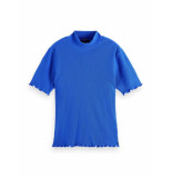 Scotch & Soda 169685 0661 scotch and soda ribbed mock neck t-shirt bright blue