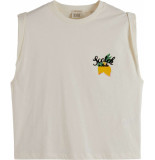 Scotch & Soda Loose fit sleeveless t-shirt with f vanilla white
