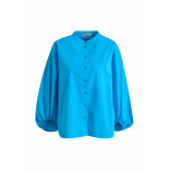 Smith & Soul 0223-0203 644 smith en soul solid volume sleeve blouse blue curacao