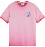 Scotch & Soda Cold dye tee with chest artwork cerise