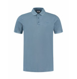 Purewhite Polo with button placket with embroidery at chest (23010109 000035 blue)