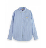 Scotch & Soda Double-face stripe shirt with sleeve roll-up blue/multi stripe (171619 6055)