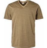 No Excess T-shirt v-neck 2 coloured stripes g sand