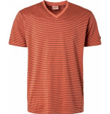 No Excess T-shirt v-neck 2 coloured stripes g papaya