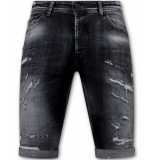 Local Fanatic Destroyed shorts with paint splatter slim fit