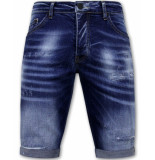 Local Fanatic Blue ripped shorts slim fit