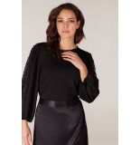 JANSEN AMSTERDAM Trani top met lace en pofmouwen black