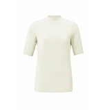 Yaya 01-719018-302 zacht t-shirt met col en korte mouwen onyx white
