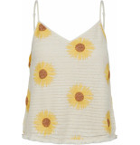Y.A.S Sunflower strap top fest birch/w. embroidery