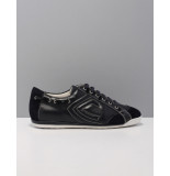 La Cabala Sneakers/lage-sneakers dames velour blue-softy white leer combi