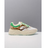 Scotch & Soda Sneakers/lage-sneakers dames s755 green animal print suede comb