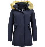 Matogla Winterjas met imitatie bontkraag slim fit
