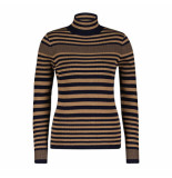 Red Button Top srb4068 roll neck camel/navy