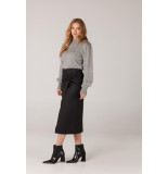 JANSEN AMSTERDAM Cs674 skirt calflenght with knotdetail black