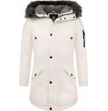 Enos Lange winterjas met nep bontkraag