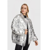Alix The Label 2308502304 ladies woven oversized silver bomber
