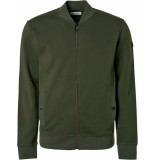 No Excess Sweater full zipper twill jacquard dark green