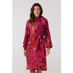 Jansen Amsterdam Juffrouw jansen wfp598 dress print with smocked turtle multi fuchsia