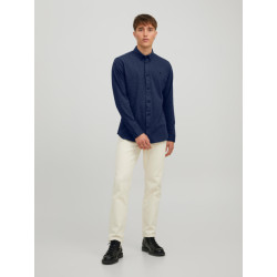 Jack & Jones Jjpique melange logo shirt l/s