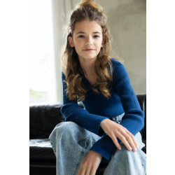 Looxs Revolution Gebreide trui met kraagje kobalt voor meisjes in de kleur