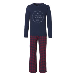 Phil & Co Lange heren winter pyjama set katoen sørvagen + broek geblokt
