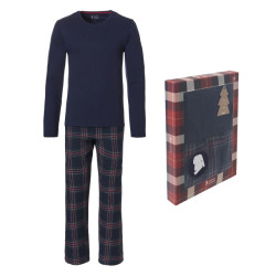 Happy Shorts Heren kerst pyjama set shirt + pyjamabroek geruit flanel giftbox